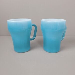 Fire King Anchor Hocking Vintage Blue Soda Mugs